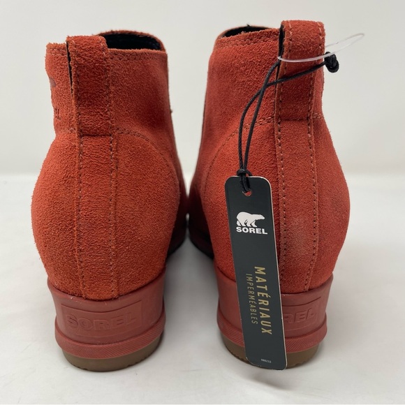 New Sorel Women's Evie Pull-on Suede Bootie Waterproof Warp Red Orange Size 9.5 - Picture 5 of 8